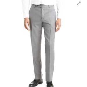 Neiman Marcus Mens 100% Wool Trousers Size 33, Super 120s‎ Flat Front Gray